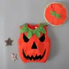 Camiseta sin mangas de calabaza para hombre y mujer, estilo europeo y americano, para verano y Halloween + Sombrero, conjunto de dos piezas para niños, moda ins