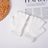 Luvas sem Dedos de Pelo Sintético para Outono e Inverno, Luvas Curtas de Pelúcia para Escrever com Meio Dedo, Luvas Simples de Tricô Quentes de Inverno para Escritório