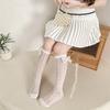 Calcetines para Niñas Nuevos de Malla Hueca con Lazo Calcetines de Tubo Medio Calcetines Blancos Dulces Estilo Chanel para Niños Calcetines de Princesa Verano