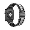 Correa de acero inoxidable macizo con tres cuentas para reloj inteligente, compatible con Apple Watch S9/8/7/6/5/4, venta al por mayor.