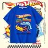 Ropa de Carreras Hot Wheels Camiseta de Manga Corta para Niños Mayores Verano Algodón Cómoda Estampado de Dibujos Animados Top Ligero 8