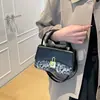 Bolsa de Mão Quadrada Pequena Estilo Coreano de Nicho Transfronteiriça para Mulheres, Nova Bolsa de Ombro Color-Blocking com Estampa de Leopardo para o Inverno de 2025, Bolsa Transversal para o Dia a Dia