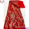 Vestido de noiva estilo europeu malha de rede com padrão de zebra de ponto denso tecido de renda com miçangas tecido de renda com lantejoulas de noiva