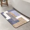 Tapete de Chão para Banheiro Retrô Patchwork Xadrez, Tapete de Pé Absorvente de Terra de Diatomáceas de Secagem Rápida, Tapete de Porta Antiderrapante e Resistente à Sujeira para Entrada de Banheiro