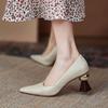 Tacones Altos de Punta Francesa para Mujer Primavera 2025 Nueva Llegada Moda Tacón Grueso con Forma Zapatos Exteriores para el Trabajo Pies No Cansados Zapatos Individuales
