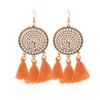 Pendientes de personalidad vintage bohemios con borlas de diamantes y perlas hechos a mano, joyería transfronteriza de Europa y Estados Unidos, venta al por mayor