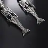 Arete de Clip de Calavera Vintage Sirena Esqueleto para Mujer Halloween Personalidad Punk Borla de Cadena Larga sin Perforaciones