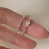 Anillo de cadena cuadrado con circón para mujer, nicho de lujo ligero al por mayor, estilo minimalista de Instagram, anillo abierto ajustable, moderno