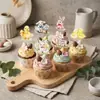 Decorações de Cupcake de Coelho da Páscoa com Impressão de Cor UV Estilo Ins Transfronteiriço Decorações de Bolo Feliz Páscoa Festa