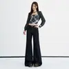 Naranja Juvenil # Jeans acampanados lavados para mujer, elegantes y a la moda, de cintura alta, corte ajustado, elásticos, adelgazantes, versátiles, pantalones de largo completo