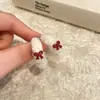Brinco de Argola com Laço de Pelúcia Outono e Inverno Feminino Quadrado Redondo Rosto Pequeno Brincos Fivela de Orelha Moda Doce Personalizado