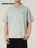 Camisa Polo Masculina Zoewatson Resistente Bordada Tridimensionalmente, Luxo Leve, Cor Sólida Simples, Top Casual Básico de Manga Curta