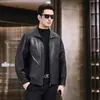 Chaqueta de cuero de motocicleta retro americana para hombre, otoño/invierno 2026, piel de oveja, marca de moda, chaqueta de aviador, prenda superior para hombre