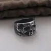 Anel de Caveira Texturizado Estilo Vintage Europeu e Americano, Estilo Escuro, Personalidade Hardcore, Anel Masculino Tendência em Aço Inoxidável