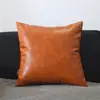 Almohada de cuero retro de color sólido cojín de cuero PU ultrafino y suave piel de vaca funda de almohada suave para sofá una pieza personalizada