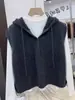 Chaleco de Diseño Coreano Otoño/Invierno Simple Versátil Adelgazante 100% Lana con Capucha para Mujer Cómodo Talla Grande Top de Cachemira