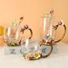 Tazas de Esmalte al por Mayor del Fabricante, Estilo Nuevo para Mujer, Alto Valor Estético, Tazas de Té con Flores para el Hogar, Vasos de Agua Exquisitos para la Oficina, Uso para Maestros