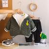 Conjunto de Ropa de Invierno para Niños 2025 Nuevo Estilo Estilo Infantil de 1 a 3 Años Abrigo de Algodón con Capucha Forrado de Polar para Bebé Conjunto de Tres Piezas para Entrega