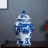 Cerámica Jingdezhen Antigua Jarra Grande de Porcelana Azul y Blanca Jarrón Estilo Chino Hogar Sala de Estar Decoración Pasillo Adornos