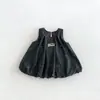Vestido acolchado de lunares para niña, vestido chaleco grueso de invierno con lazo para bebé niña, vestido de invierno para niños, zdq6530
