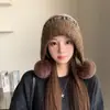 Gorro grueso de punto estilo Fair Isle para otoño e invierno, forrado de polar, cálido y protege los oídos, tejido para cabeza de circunferencia grande, hace que la cara parezca más pequeña