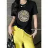 Moda Exquisita de Alta Gama Elegante Versátil Estilo Chino Primavera/Verano 2026 Talla Grande Celebridad de Internet Top Camiseta de Manga Corta con Dragón Dorado para Mujer