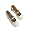 Chic sapatos cheongsam brancos para mulheres, novo estilo outono 2026, combinados com saias, sapatos pequenos Mary Jane de couro, bico redondo, sapatos de couro únicos estilo chinês novo