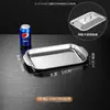 ¡Wow Transfronterizo! - Plato Rectangular para Pescado a la Parrilla de Acero Inoxidable con Tapa, Extra Grueso, con Doble Asa, Uso Doméstico, Plato Rectangular Profundo Integrado, Plato para Mariscos