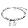 Pulsera Ping An Fu para Mujer Accesorios de Cobre Blanco Pulsera Simple con Cuentas Redondas con Carácter Fu Transmisión en Vivo Mismo Estilo Moda Regalo de Cumpleaños Novia