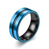 Joyería nueva simple 2022 Bisel ranurado sombreado negro anillo dominante azul colorido fabricantes de origen