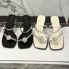 Pantuflas de Exterior para Mujer 2025 Nuevas de Tacón Alto con Tacón Grueso de Cristal Chanclas Elegantes Bordadas Moda Estilo Chino Sandalias para Mujer