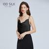 Estilo Lujuria Pura Color Puro Camisola de Seda Diseño 100% Seda de Morera Cuello Amplio Top Interior Francés para Mujer
