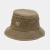 Sombrero de Pescador Vintage Lavado Estilo Nuevo Europeo y Americano para Hombre y Mujer, Moderno, con Bordado de Amor, Plegable, Tipo Cubo, para Ocio al Aire Libre, para Pareja