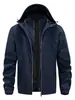 Jaqueta com Capuz Fina para Primavera e Outono Masculina, Casaco de Cor Sólida à Prova de Vento e Durável para o Dia a Dia e Uso Casual com Zíper