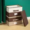 Caja de almacenamiento de color block con remaches, gran capacidad, caja de almacenamiento plegable extragrande con tapa, caja de almacenamiento para ropa, caja organizadora tipo cajón