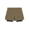 Shorts Masculino Fitness Muscular Estilo Americano com Forro Falso Duas Peças Camada Dupla Shorts de Basquete Corrida Calças Esportivas de Treino