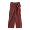 Pantalones de cinta transfronterizos europeos y americanos para mujer, pantalones ajustados con protección solar y diseño de lazo estilo envolvente