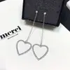 E914 Pendientes Largos con Borlas en Forma de Corazón de Diamantes Completos Estilo Coreano Pendientes Versátiles en Forma de Corazón Corazón de Melocotón para Mujer Venta al por Mayor