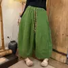 Verão 2026 Novo Casual Solto Versátil Vintage Simples Artesanato de Alto Padrão Patchwork Tamanho Plus Algodão-Linho Calças Lanterna para Mulheres
