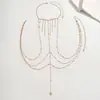 Corrente de Corpo com Borlas Multicamadas Retro Francesa Corrente de Peito Sexy Acessório de Biquíni Estilo Europeu Americano Corrente de Cintura para Férias na Praia