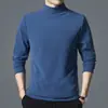Nueva Camiseta de Manga Larga de Forro Polar Doble Cara para Hombre Primavera y Otoño Cuello Semi-Alto Cepillado Versátil Top de Otoño
