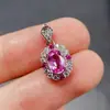 Colgante de Zafiro Rosa Natural Transfronterizo Accesorios para Mujer Nicho Alta Gama Joyería de Plata 925 5*7 Joyería Venta Directa de Fábrica