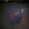 Paraguas de Mango Largo con Luz LED de Colores, Mango Creativo Iluminado, Paraguas Recto de Advertencia para Viajes Nocturnos, Paraguas Impermeable y a Prueba de Viento, Regalo
