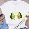 Mulheres Bonito Abacate Casal Amor Desenho Animado Frutas Roupas Estampadas Camiseta Feminina Estampada Top Roupas Doces