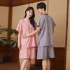 Roupa de Sauna Feminina de Algodão e Linho de Camada Dupla para o Peito Roupa de Casal Masculina Plus Size Centro de Banho Roupa de Banho Roupa de Sauna Atacado Respirável