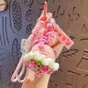Llavero Colgante de Florero de Lana Tejido a Mano Colgante para Llavero de Mochila Escolar de Pareja Regalo del Día de San Valentín