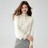 2026 Suéter de Tricô Elegante e Juvenil de Caxemira com Gola Alta e Botões Múltiplos, Nova Moda Outonal Versátil