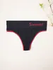 Fornecimento Exclusivo Transfronteiriço de Tanga Color Block com Letras Rosqueadas para Mulheres, Calcinha Sem Costura, Respirável, Alta Elasticidade, Amigável à Pele, Multicor, Sexy