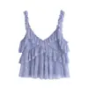 Moda Feminina Transfronteiriça da Asean 2025 Primavera Novo Conjunto de Top de Alça Camada com Renda + Saia Wf11371