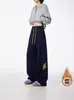 Calças Casuais Listradas de Corte Reto Soltas para Homens e Mulheres com Design de Cordão, Calças de Moletom Estilo High Street Americano para Primavera e Outono